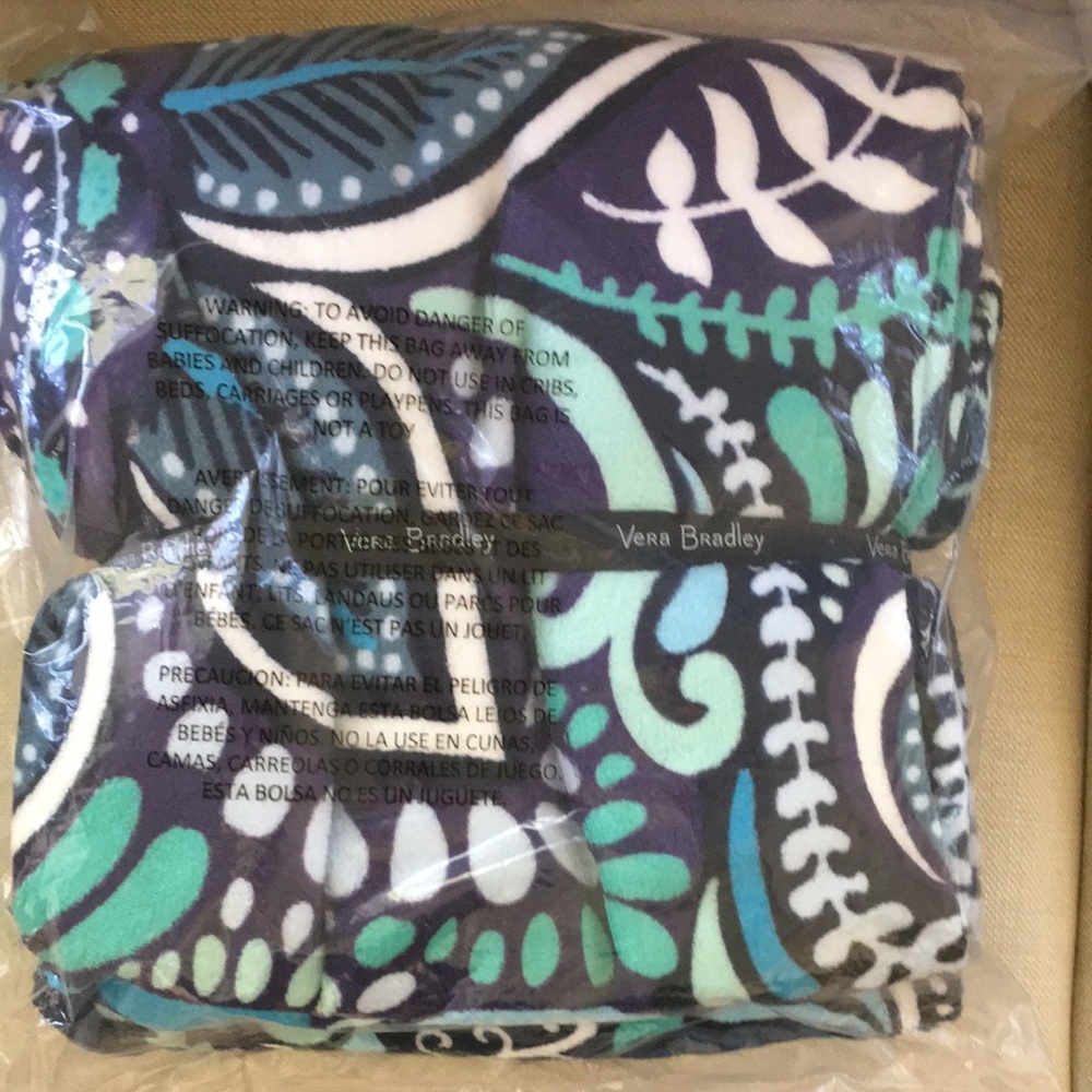 Vera Bradley Blue and Green Paisley Throw Blanket